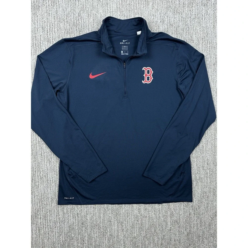 Nike Boston Red Sox Jacket Mens XL Blue MLB Baseball Dri-FIT Quarter Zip